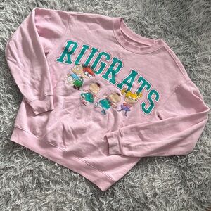Nickelodeon Rugrats Pink Crewneck Sweatshirt with Teal Graphic